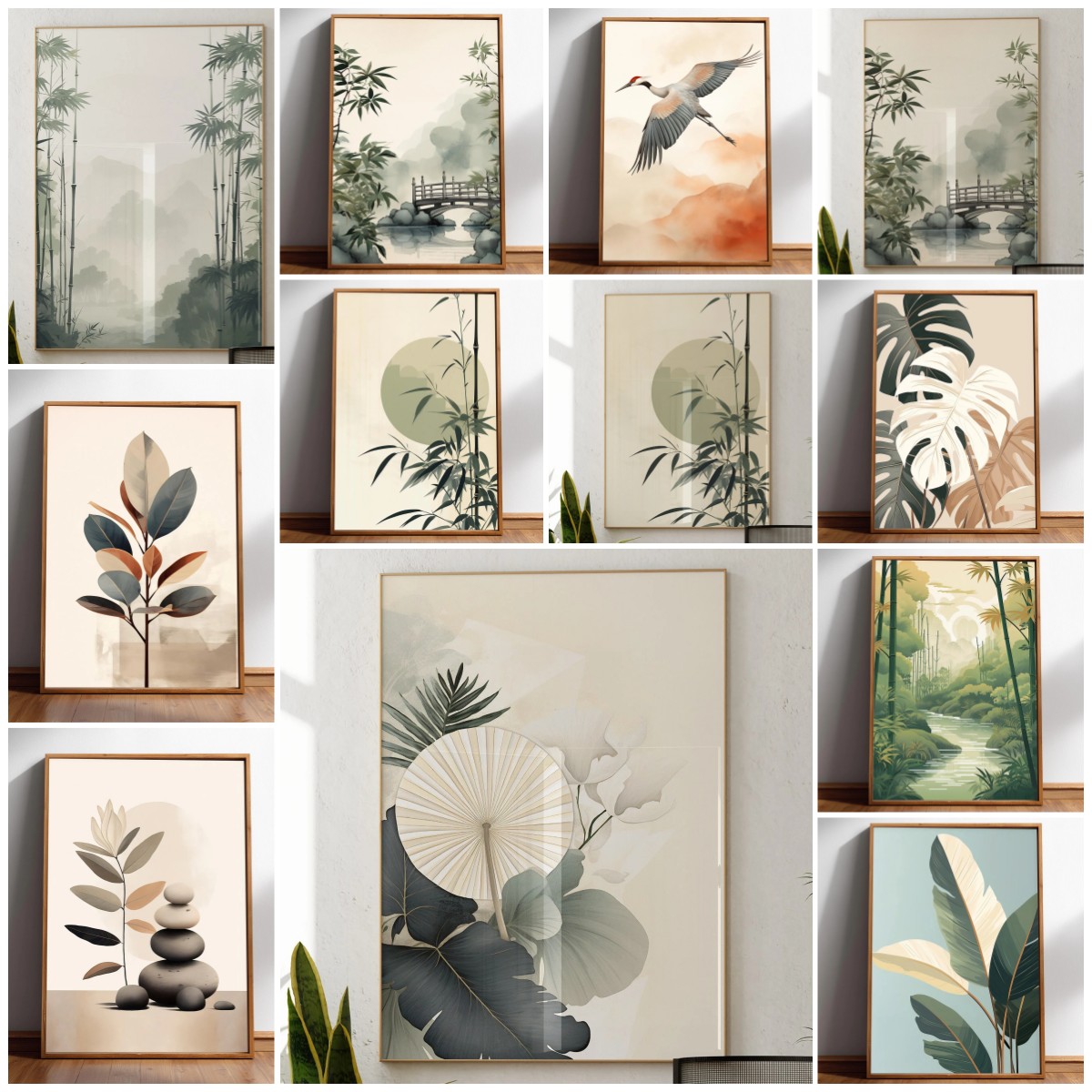 Japanese Minimalist Lifestyle - Japandi Wall Art Minimal Botanical Minimal