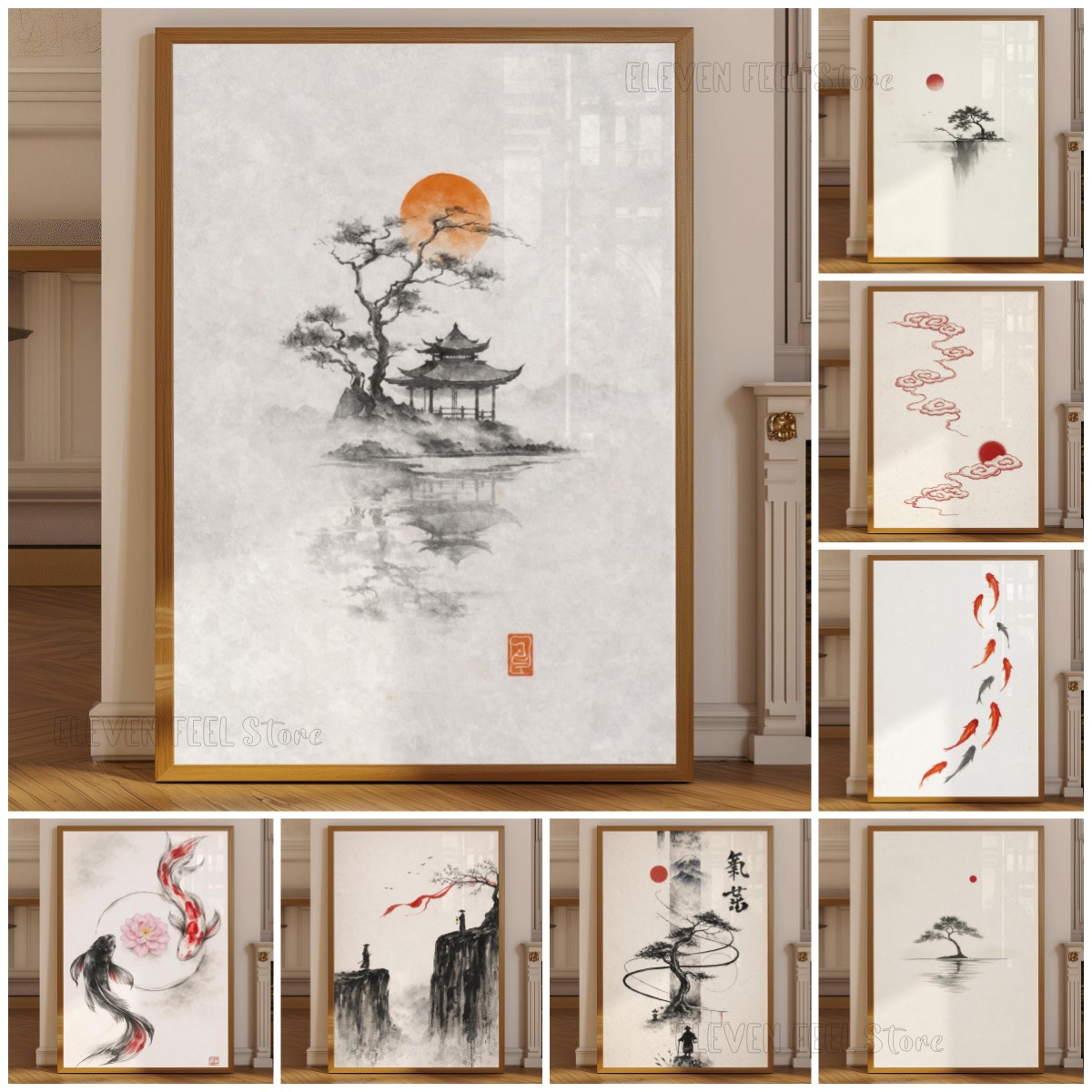 Japanese Minimalist Lifestyle - Póster de Árbol de Tinta Japonés,