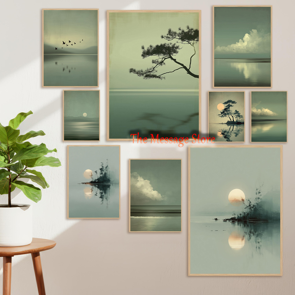 Japanese Minimalist Lifestyle - Póster de Paisaje Japonés Minimalista, Lago
