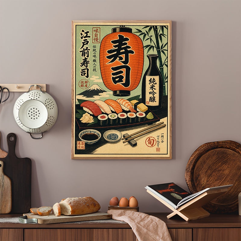 Póster de sushi japonés, impre - Japanese Minimalist Lifestyle reseña y precio