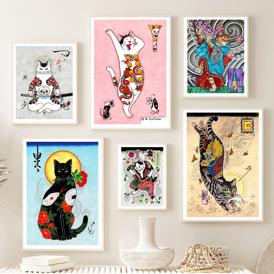 Arte de pared de gato samurái  - Japanese Traditional Lifestyle reseña y precio